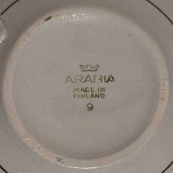 Vintage Handpainted Arabia Finland Windflower Teacup and Saucer with Flaw - Picture 4 of 11